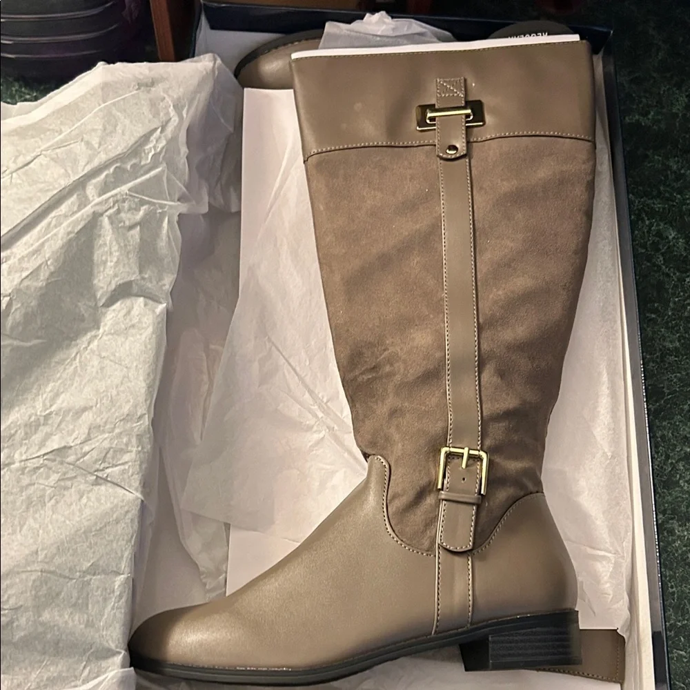 Karen Scott Taupe Over the Knee Boots (WIDE) (WIDE CALF)